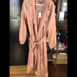 Womens Worthington faux leather long coat, new, jcpenny, mauve, large